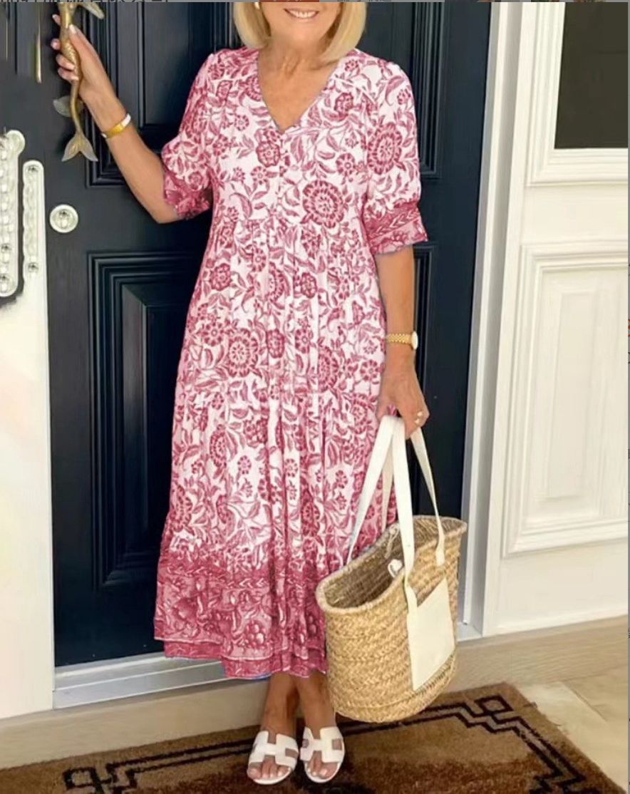 Saylor - Romantic V Neck Maxi Floral Dress