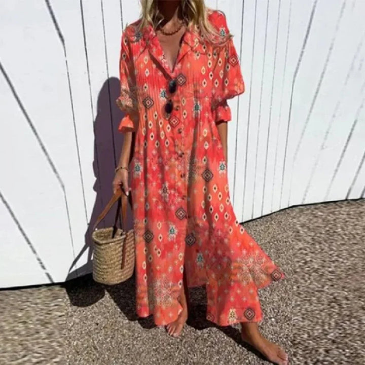 Zelda - Romantic V Neck Maxi Floral Dress