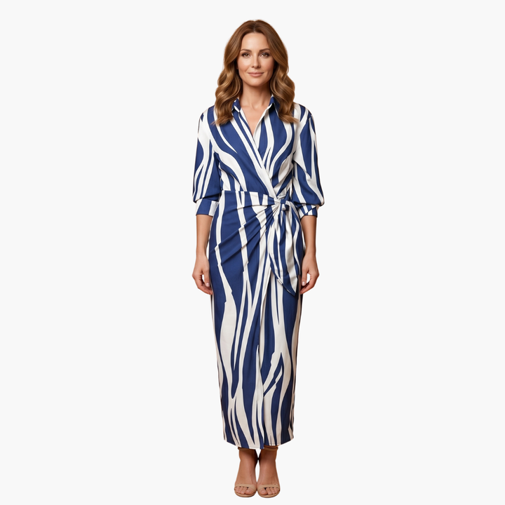 Bree - Striped Shirt Maxi Dress Made of Cotton