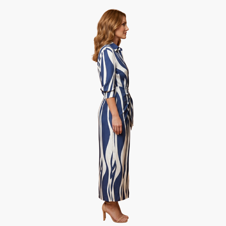 Bree - Striped Shirt Maxi Dress Made of Cotton