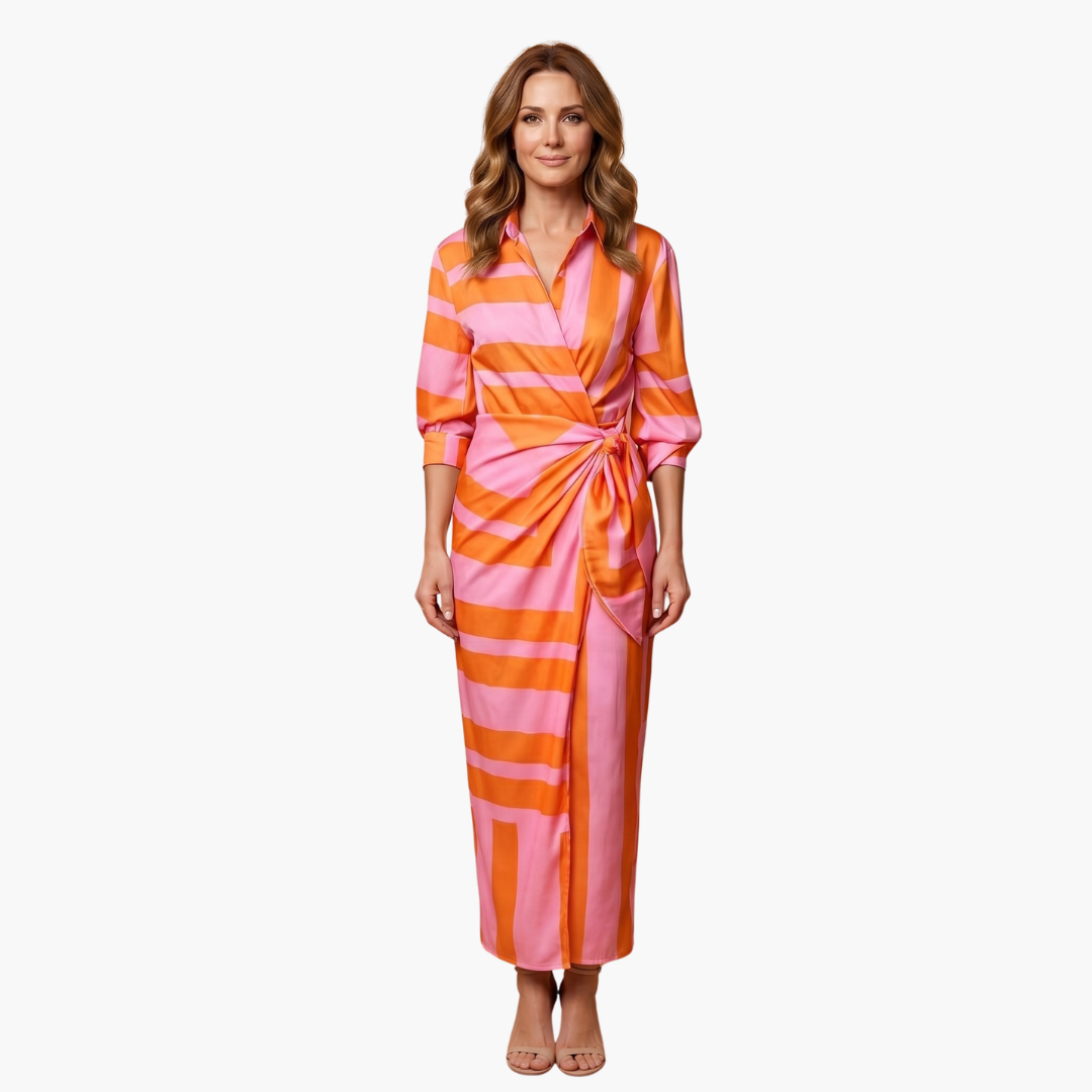 Bree - Striped Shirt Maxi Dress Made of Cotton