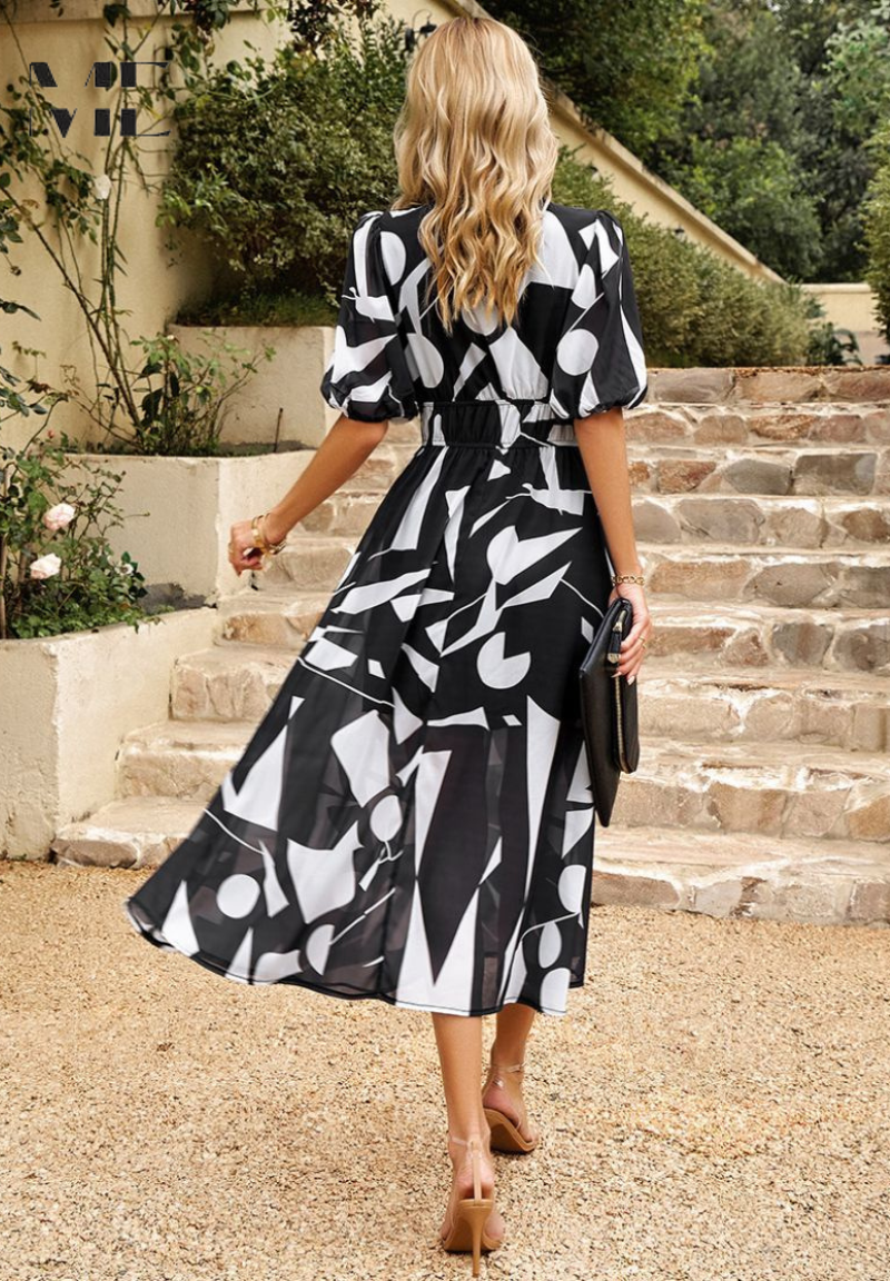 Laney - Breezy Floral V Neck Midi Dress