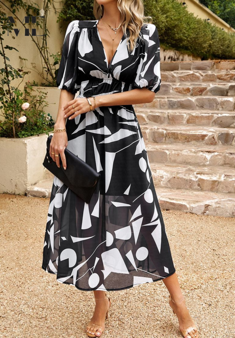 Laney - Breezy Floral V Neck Midi Dress