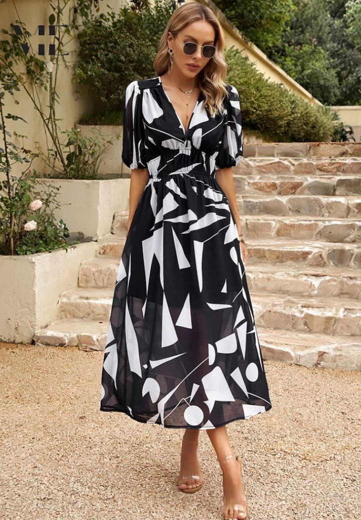 Laney - Breezy Floral V Neck Midi Dress