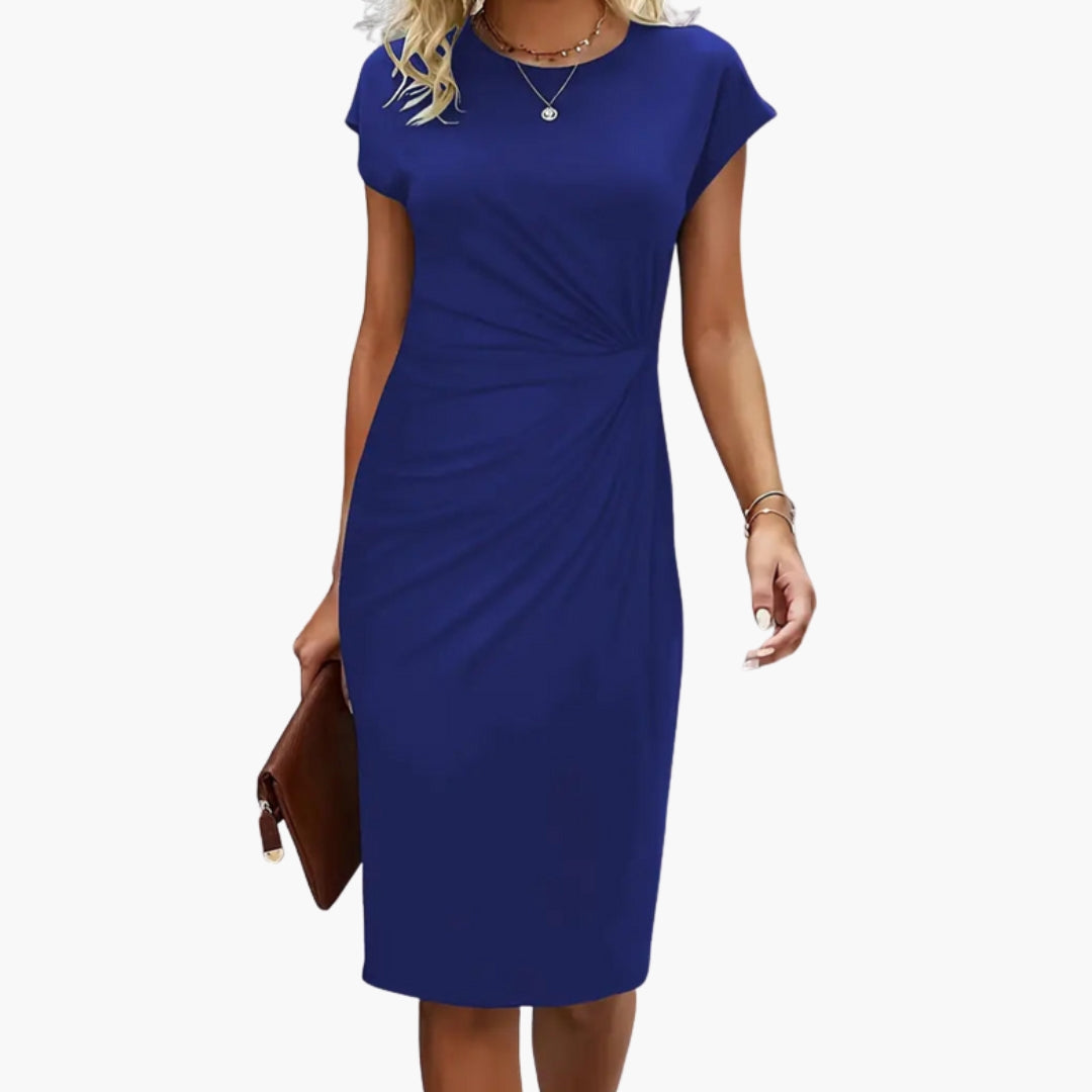 Bonnie - Midi Dress with Round Neckline and Waist Seam