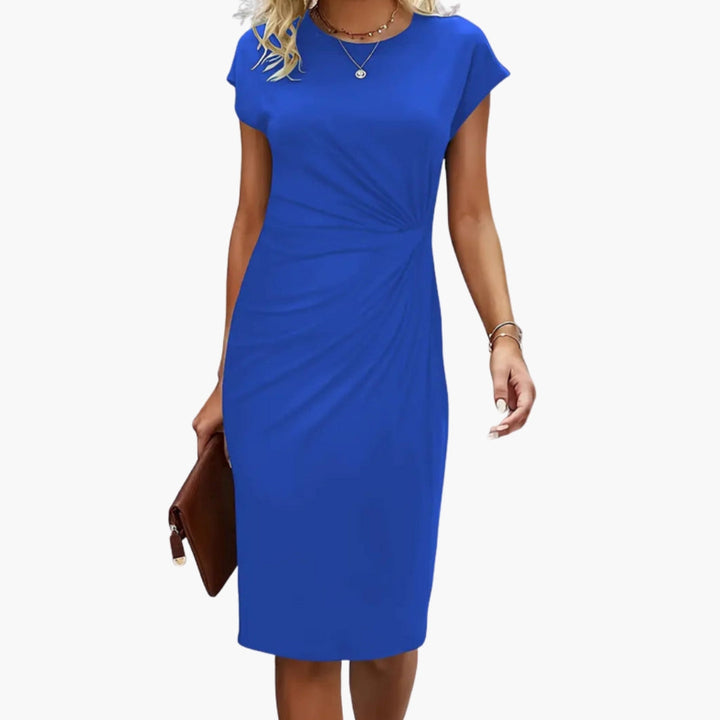 Bonnie - Midi Dress with Round Neckline and Waist Seam