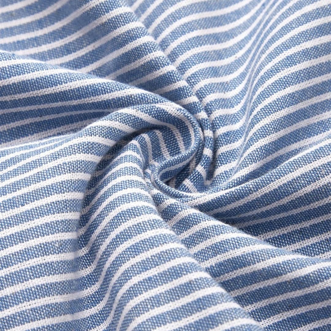 Bly - Striped Midi Dress Button Front 3/4 Sleeve Everyday Dress