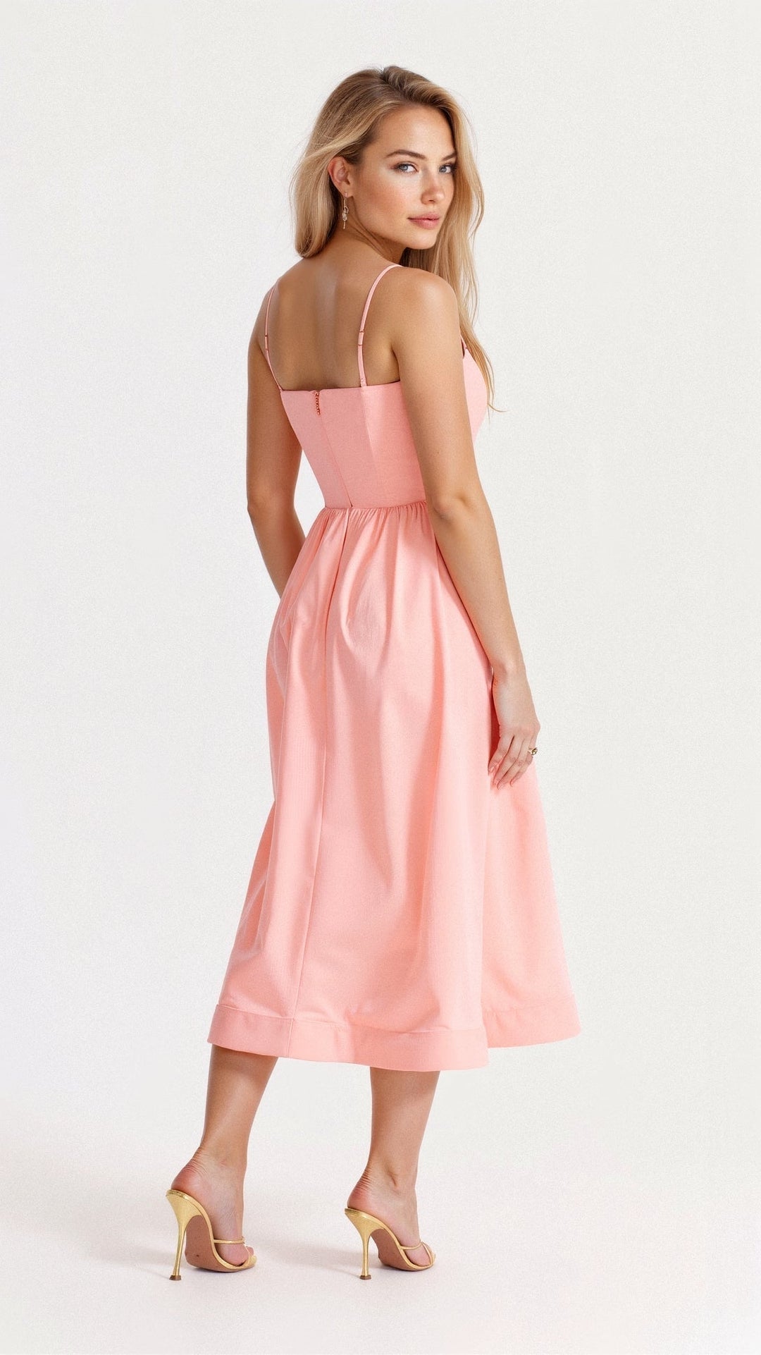 Charli - Warm Ascot Neck White Midi Dress