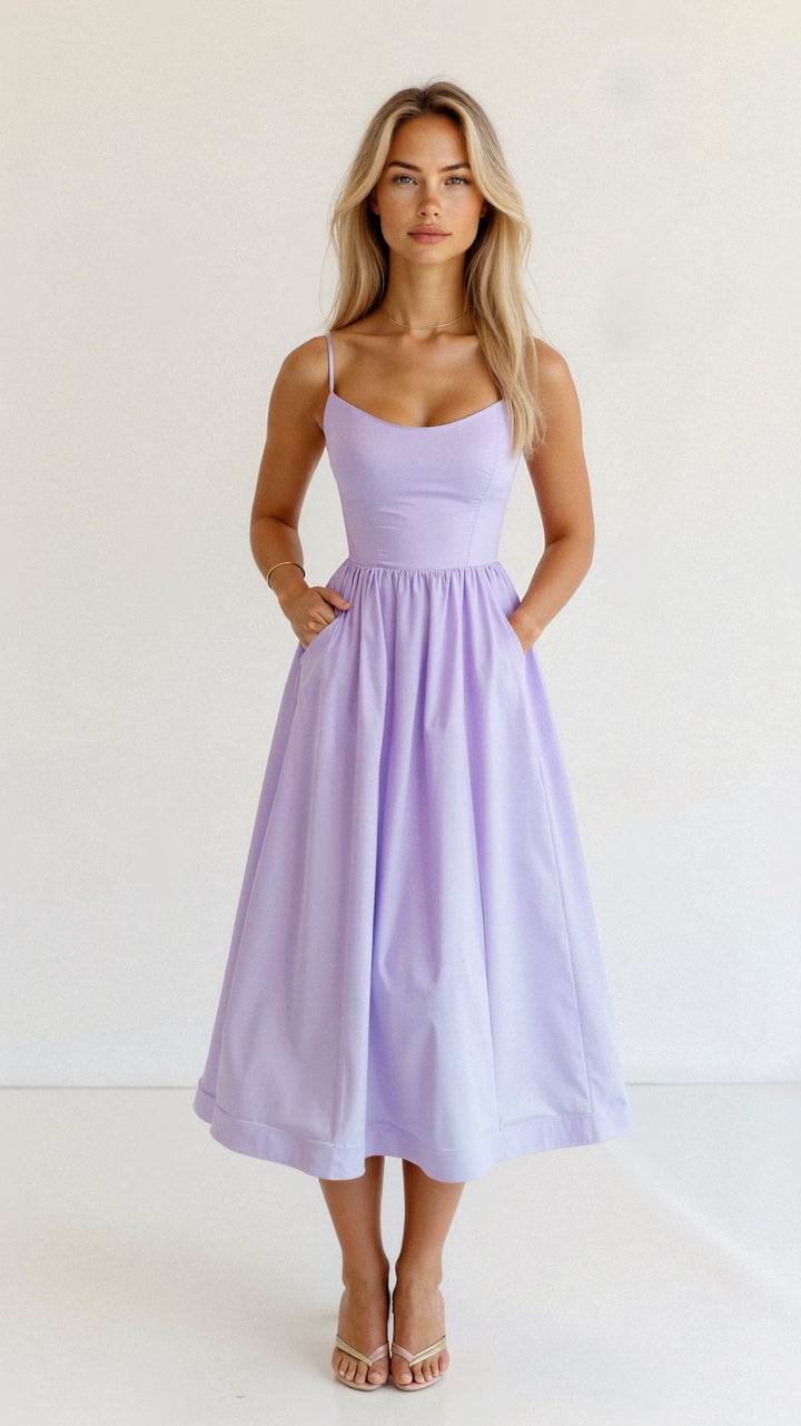 Charli - Warm Ascot Neck White Midi Dress