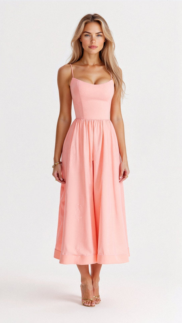 Charli - Warm Ascot Neck White Midi Dress