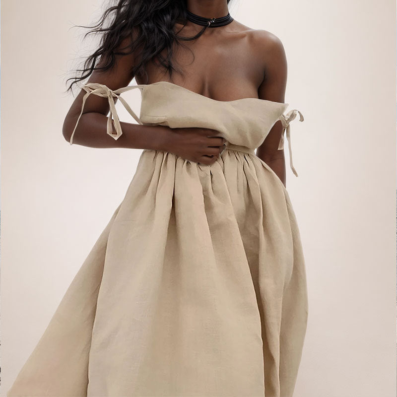 Destiny - Stylish Warm Open Back Slit White Midi Dress