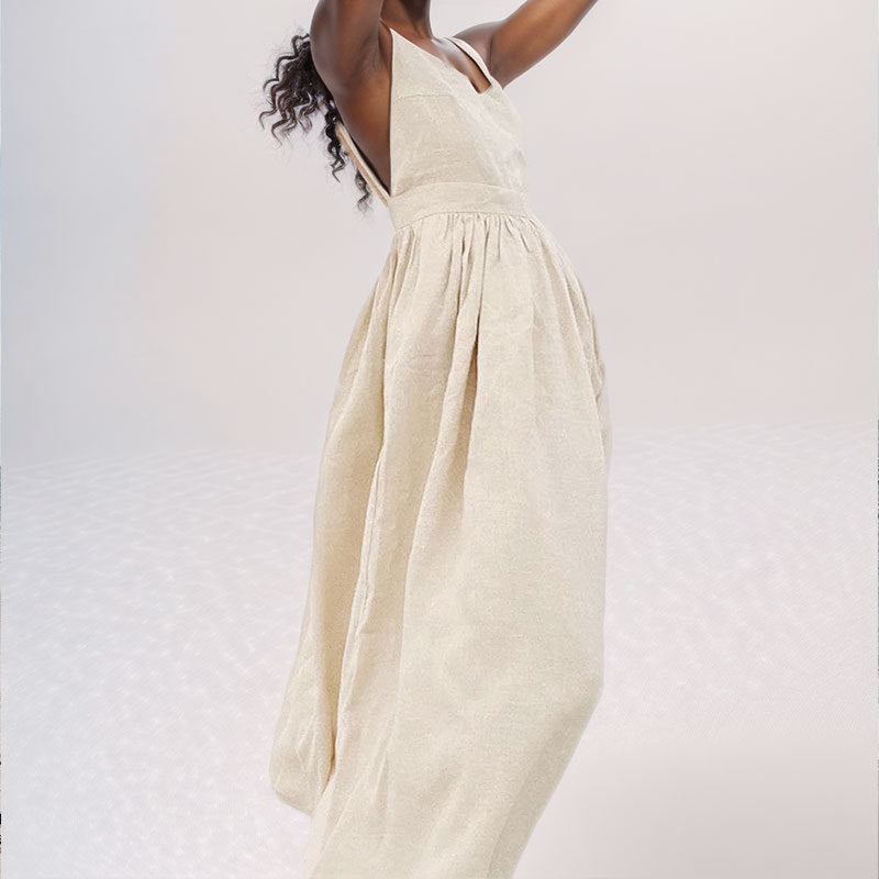 Destiny - Stylish Warm Open Back Slit White Midi Dress