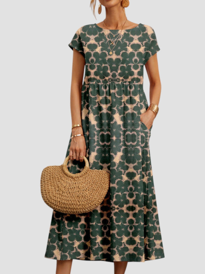 Lana - Chic Geometric Print Midi Dress