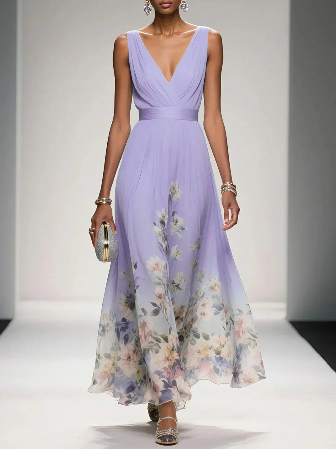 Alys - Floral Print Wedding Guest Dress