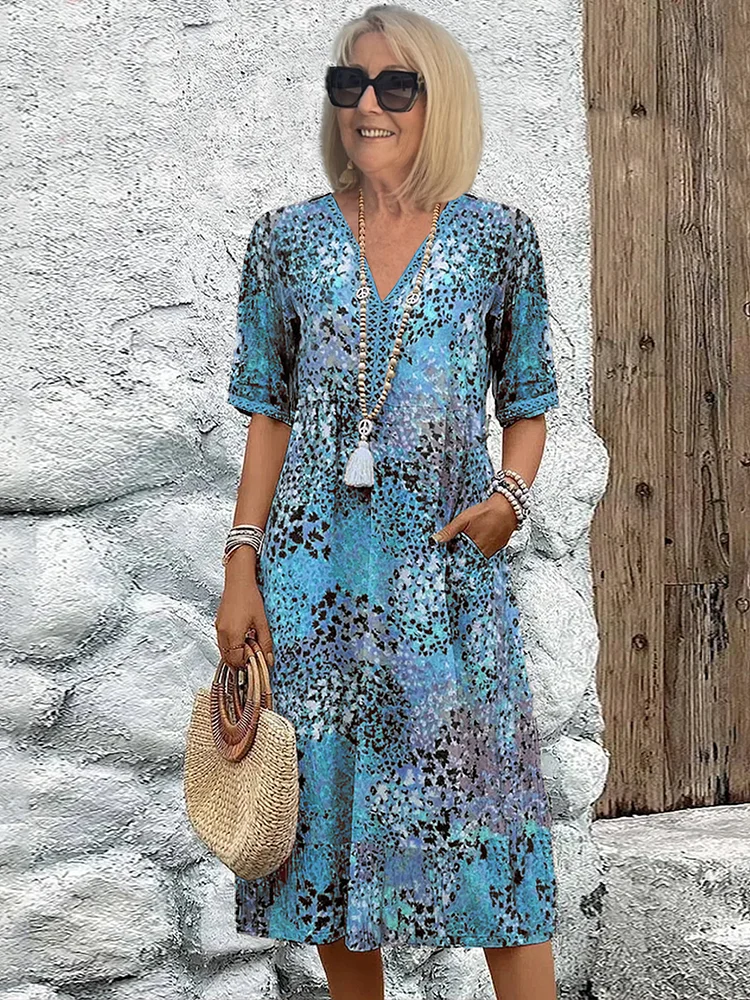 Liza - Warm Stylish Relaxed Fit Floral Dress