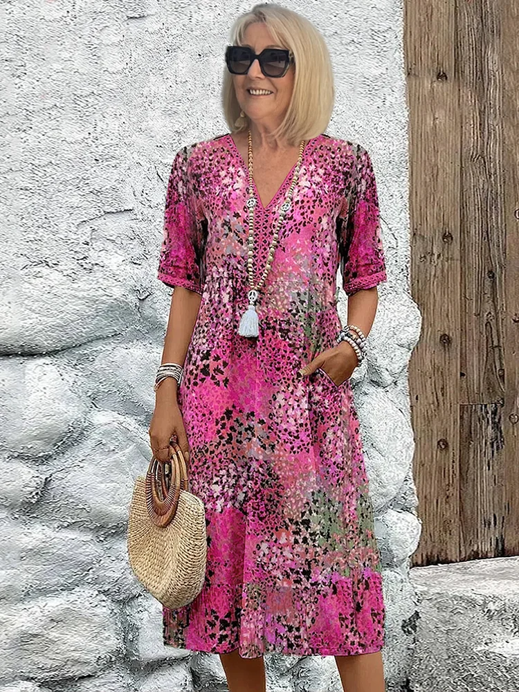 Liza - Warm Stylish Relaxed Fit Floral Dress