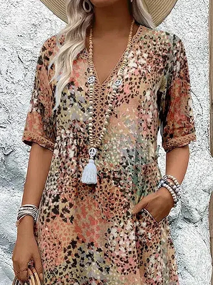 Liza - Warm Stylish Relaxed Fit Floral Dress