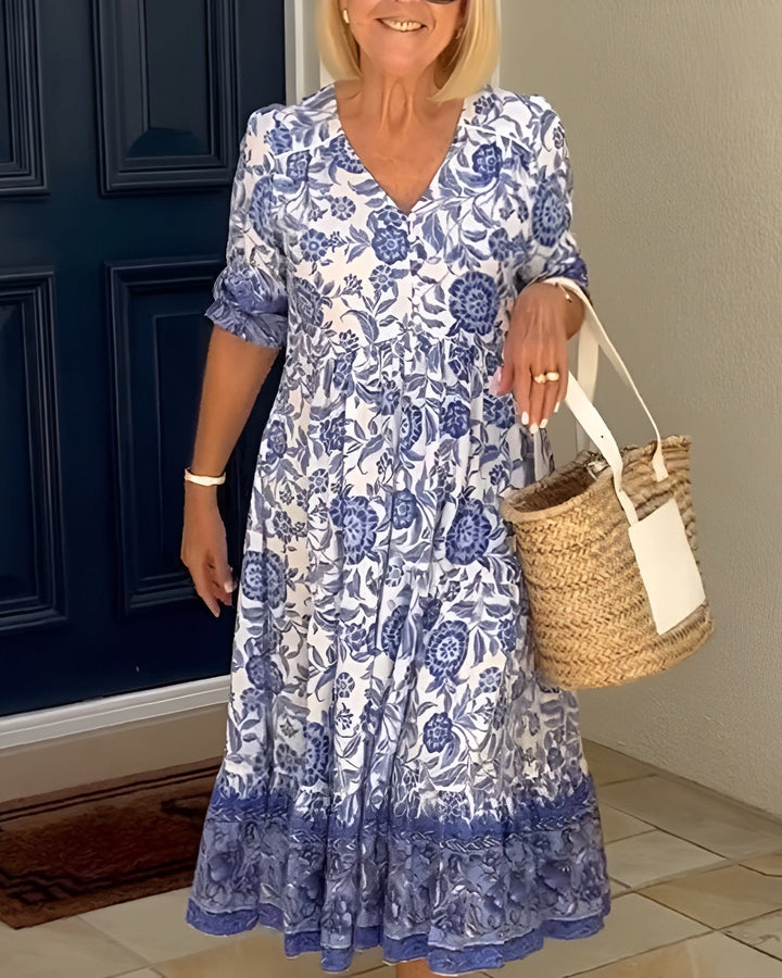 Saylor - Romantic V Neck Maxi Floral Dress