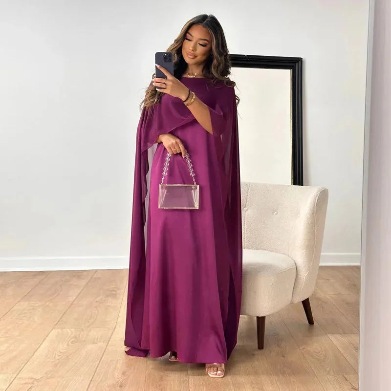 Abilene - Elegant Wedding Guest Cape Maxi Dress