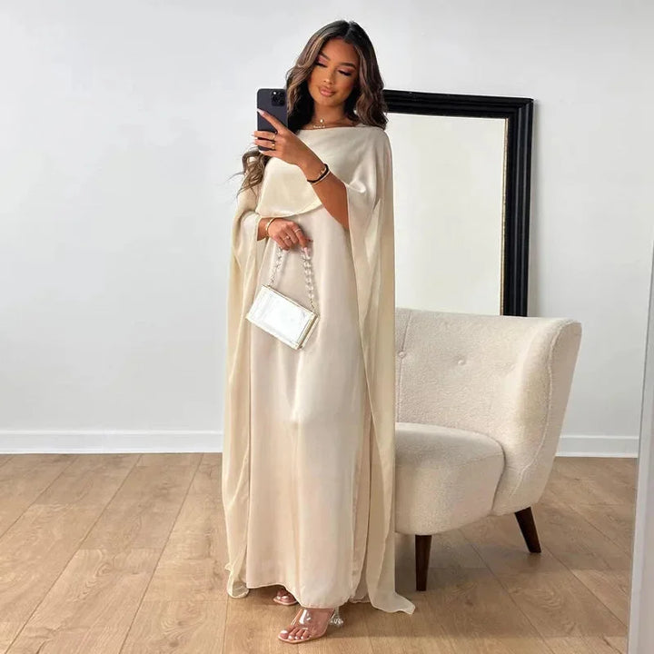 Abilene - Elegant Wedding Guest Cape Maxi Dress