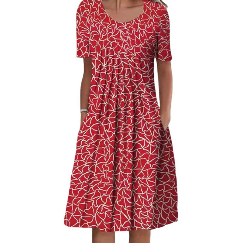 Lia - Stylish Warm Pocket Midi Floral Dress