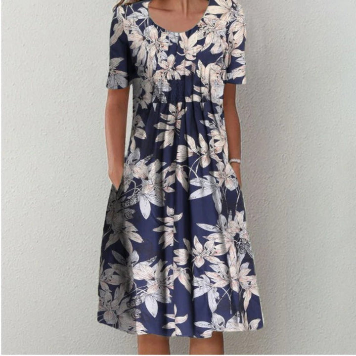 Lia - Stylish Warm Pocket Midi Floral Dress